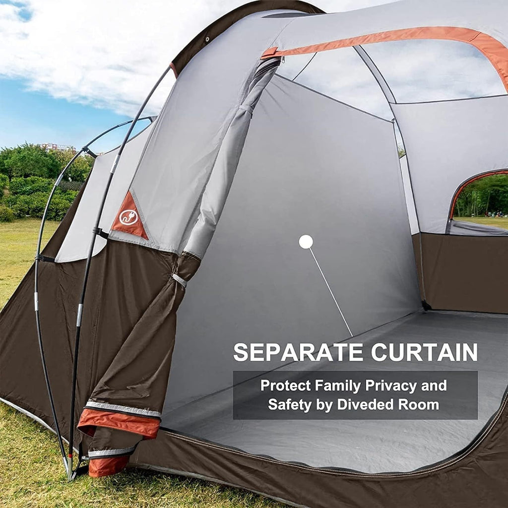 10 Person Camping Tent - Portable Easy Set Up Family Tent for Camp, Windproof Fabric Dome Tent Outdoor for Hiking, Backpacking, Traveling-14'x11'x74in(H)