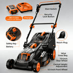 36V Brushless 19"/16" Cordless Lawn Mower with 4Ah Battery, 36V Battery Powered Walk-Behind Push Mowers, 6 Cutting Heights (25-75mm), 2-in-1 Mulching & Grass Collection, Foldable Handle for Vertical Storage