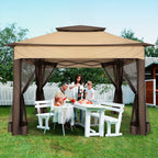 12ft×12ft/11x11ft Pop-up Patio Gazebo, Outdoor Gazebo with Mosquito Net, Double Roof Ventilation, 121 Square Feet Shade, Suitable for Lawns, Gardens, Backyards, and Decks