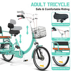 Adult Tricycle 20-Inch Cruiser Bike, Low-Step Design with Adjustable Seat and Front/Rear Baskets