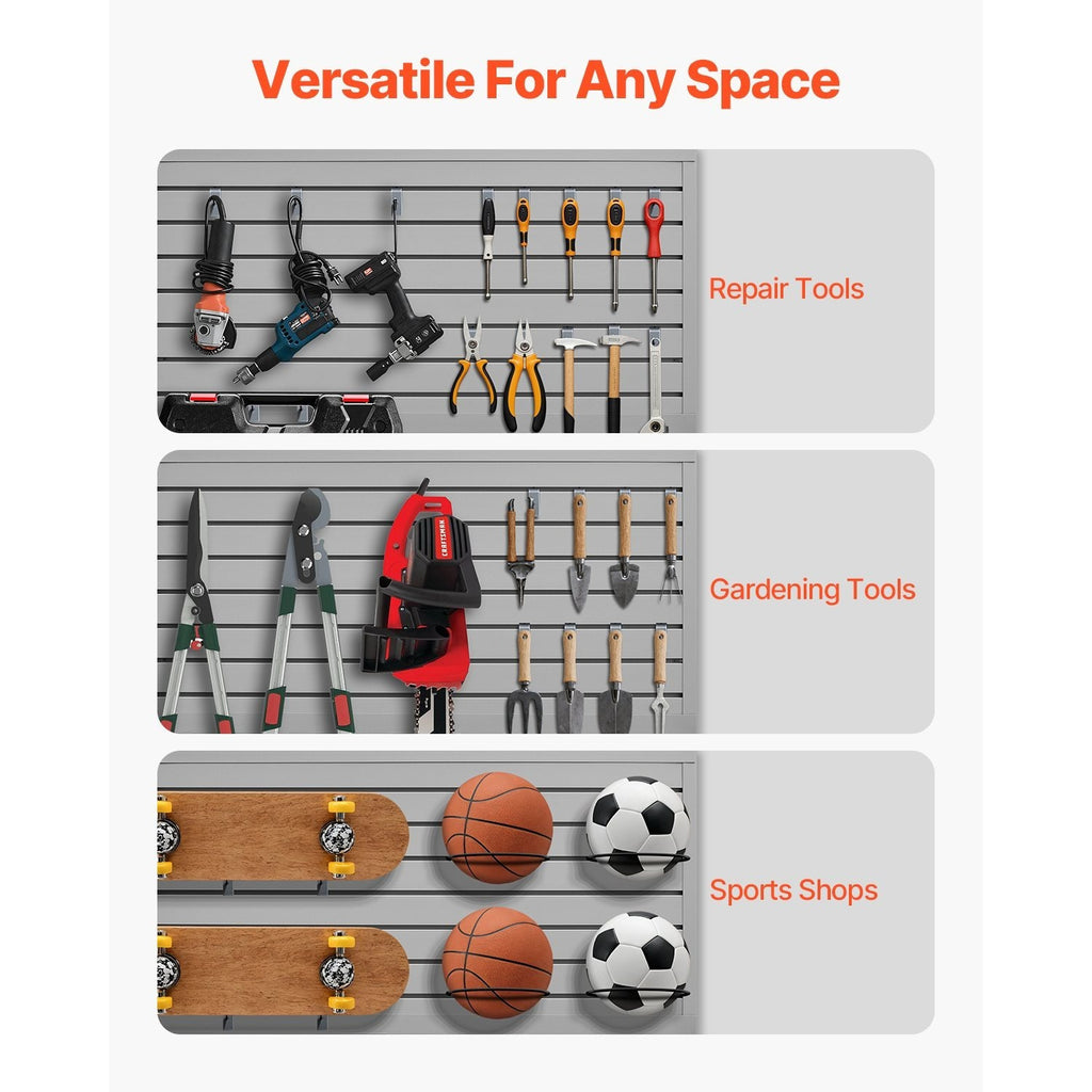 VEVOR 2 x 4 ft / 4 x 4 ft / 8 x 4 ft Slat Wall Paneling PVC White Garage Slatwall with Modular Design White/Grey/Black
