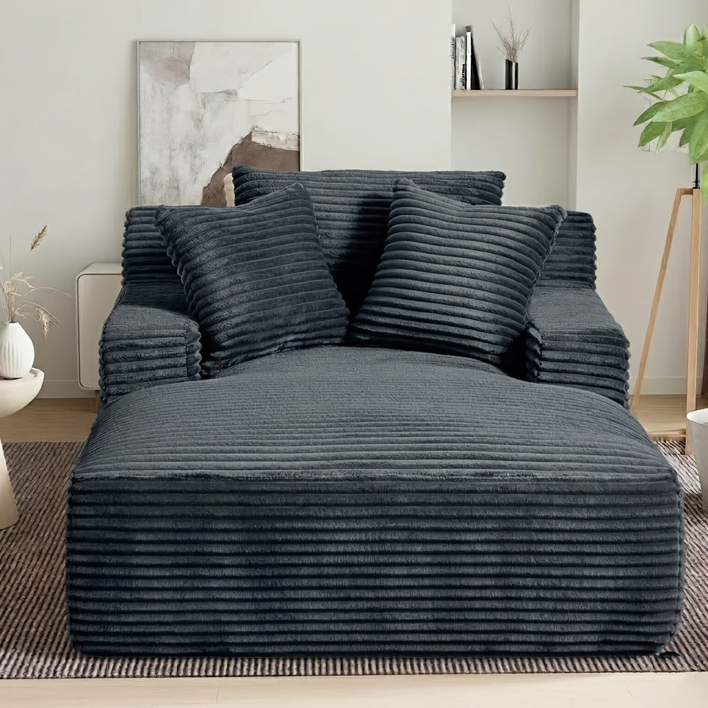47.25 Inch Wide Chaise Lounge Chair Indoor, Oversized Upholstered Flannel Boneless Sofa Bed With 3 Pillows And Side Pockets, Deep Seat Sleeper Couch Reading Chairs, Cloud Sofas Couches For Living Room, No Assembly Required