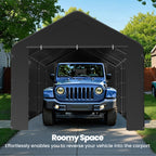 10x20 Carport Heavy Duty Portable Garage Shelter Metal Car Canopy Tent with UV-Resistant & Weatherproof Top Cover for RV & Vehicles