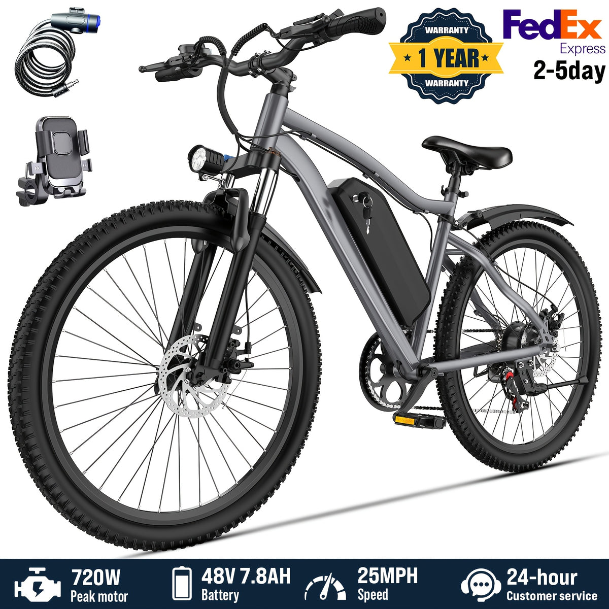 Road Electric Bike 720W Motor Top Speed 20-25MPH 375WH Battery 50 Miles Of Battery Life Suitable for Urban Commuting And Mountain Cross-country for Adults And Teenagers An Ideal Gift for Cycling Enthusiast