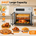 24QT Air Fryer Oven, 1700W French Door Air Fryer with 10 Presets, Dual Fan Air Circulation, 450°F Fast Heating, Rotisserie, Dehydrate, Keep Warm, Large Family Countertop Toaster Oven