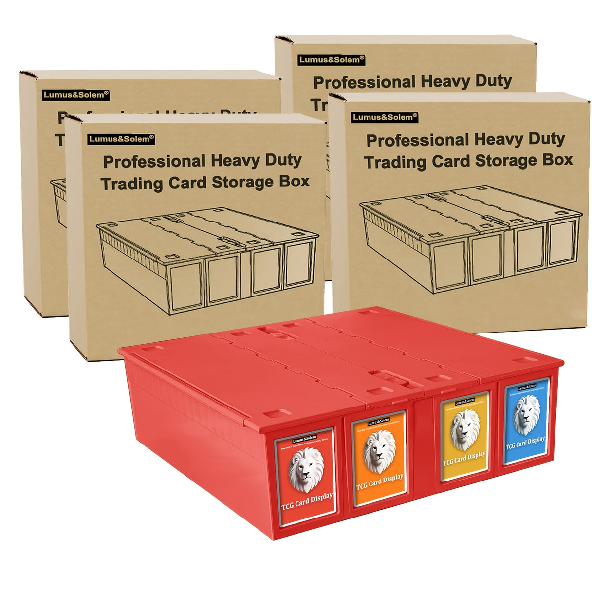 Collectible Card Box (4pcs, Black) Holds 3200 Cards Each Includes 8 Dividers And 8 Top Hard Sleeves Per Card Storage Box for PTCG & Sports Cards