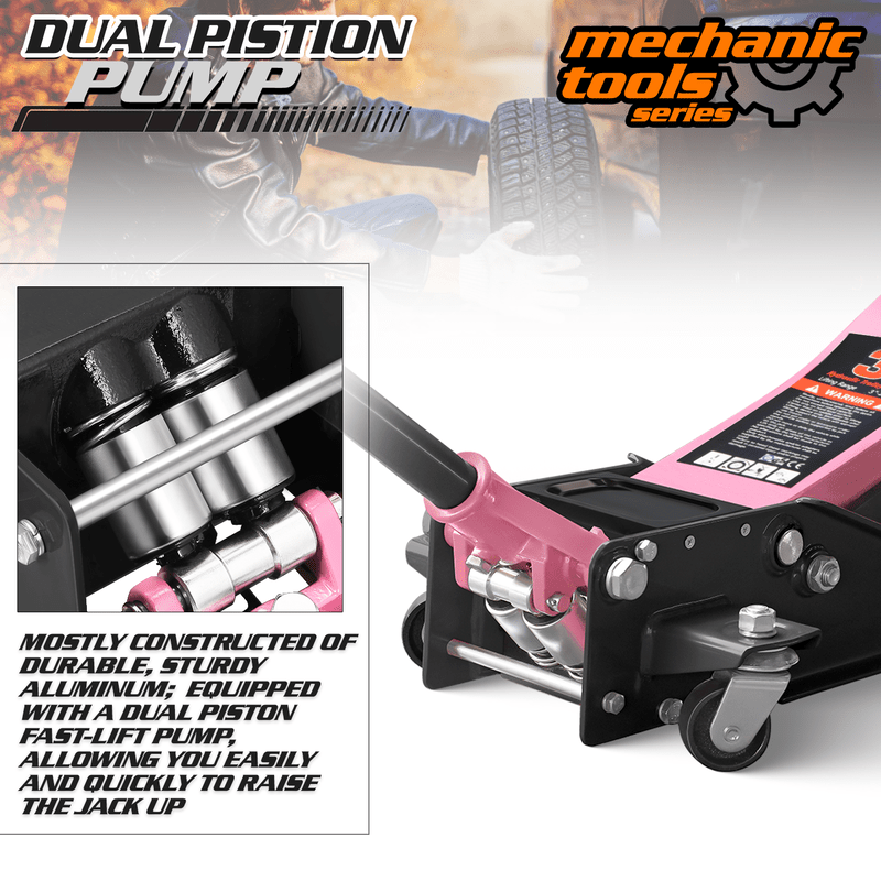 3 Ton (6000 lbs) Capacity, Low Profile Hydraulic Trolley Service/Floor Jack, Lifting Range 3"-20"
