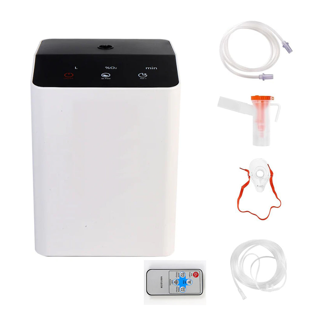 Oxygen Generator, Portable Oxygen Concentrator for Home/Travel, 1-7L Adjustable Portable Oxygen Machine 93% with Accessoires,Low Noise for Emergency