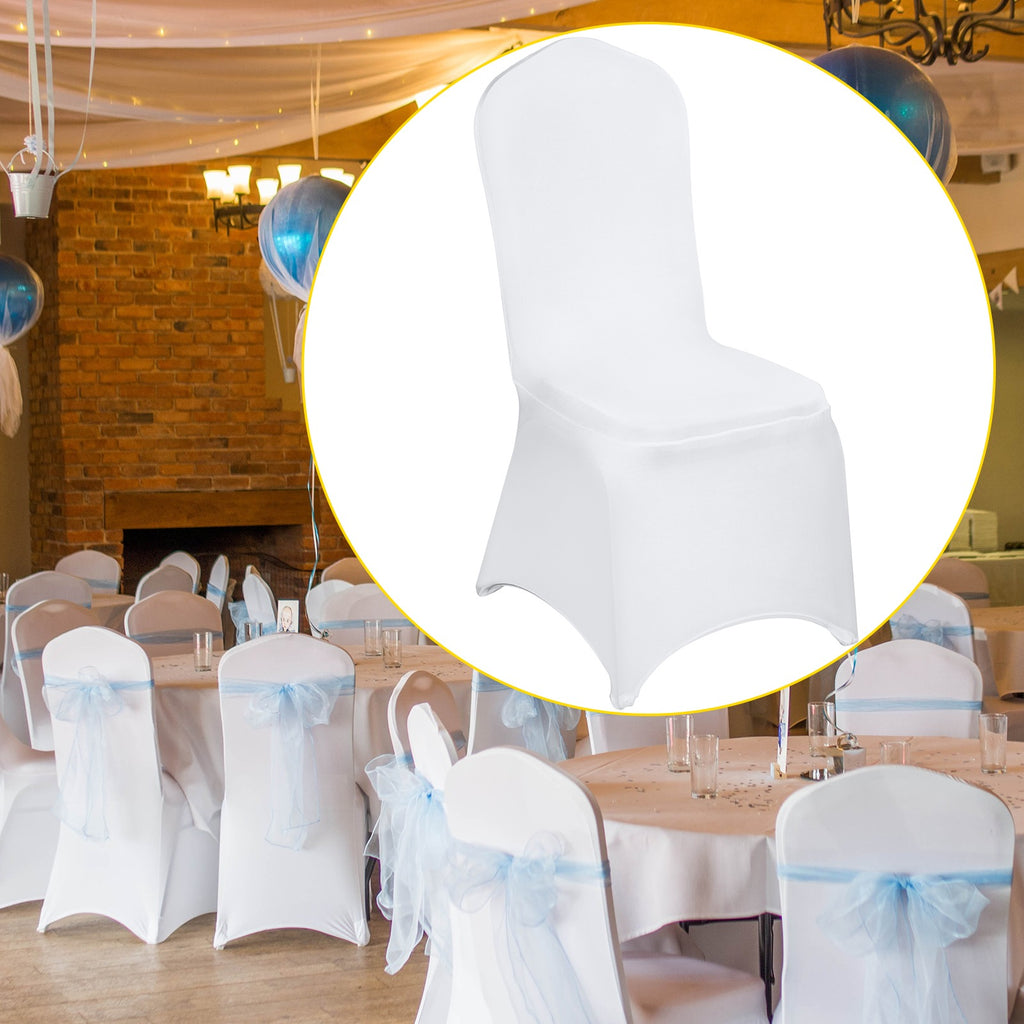 VEVOR White Chair Covers Polyester Spandex Chair Cover for Party Wedding Banque Chair Covers,100 Pcs, Arched-Front Chair Cover