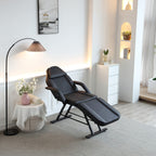 Beauty Bed with Stool Massage Table with Head Cushion 3-Section Adjustable Beauty Bed Professional Tattoo SPA Salon Chair (Black)