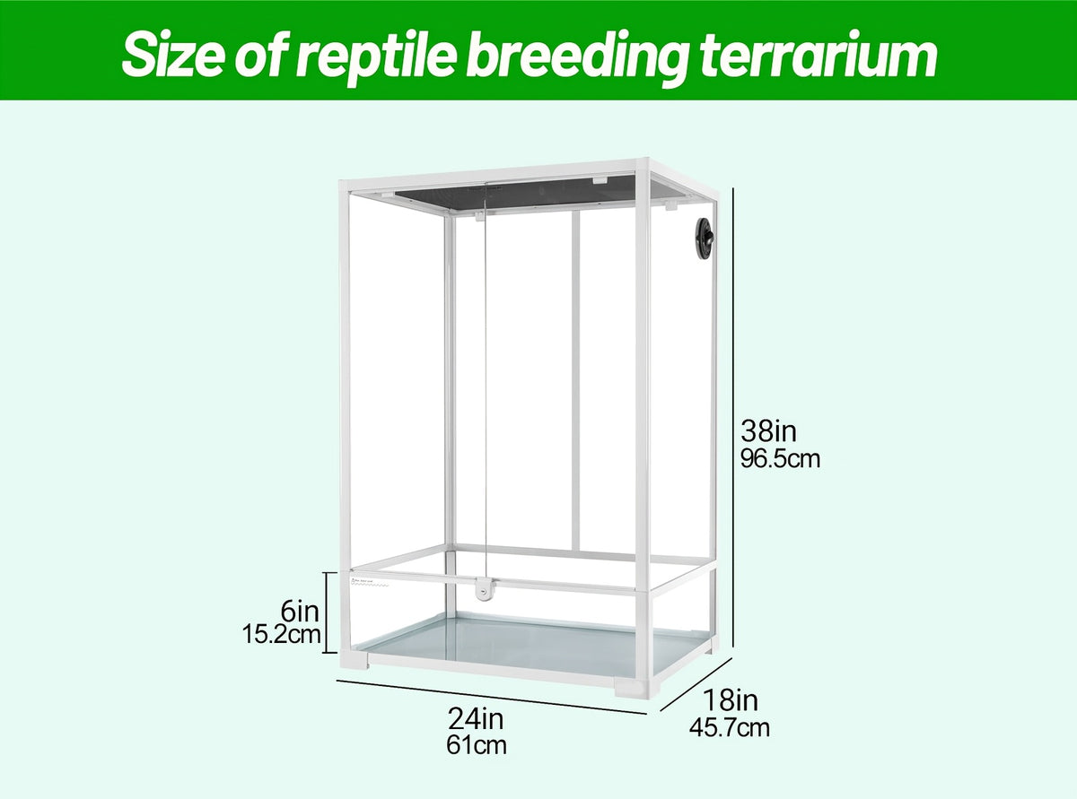WACOOL 67 Gallon Tall Reptile Terrarium, Vertical Tank with Full Tempered Glass, Double Front Opening Door & Top Mesh Lid – Spacious Habitat for Lizards, Amphibians, and Reptiles (Knock-Down Design)