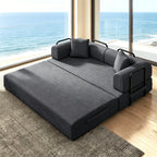 81"Convertible Floor Sleeper Sofa Bed - 3-Person Space-Saving Love Seat with Pull-Out Bed, Corduroy Boneless Compression Memory Foam, Comfy Lounge Couch for Living Room, Bedroom, Apartment, Office, No Assembly Required