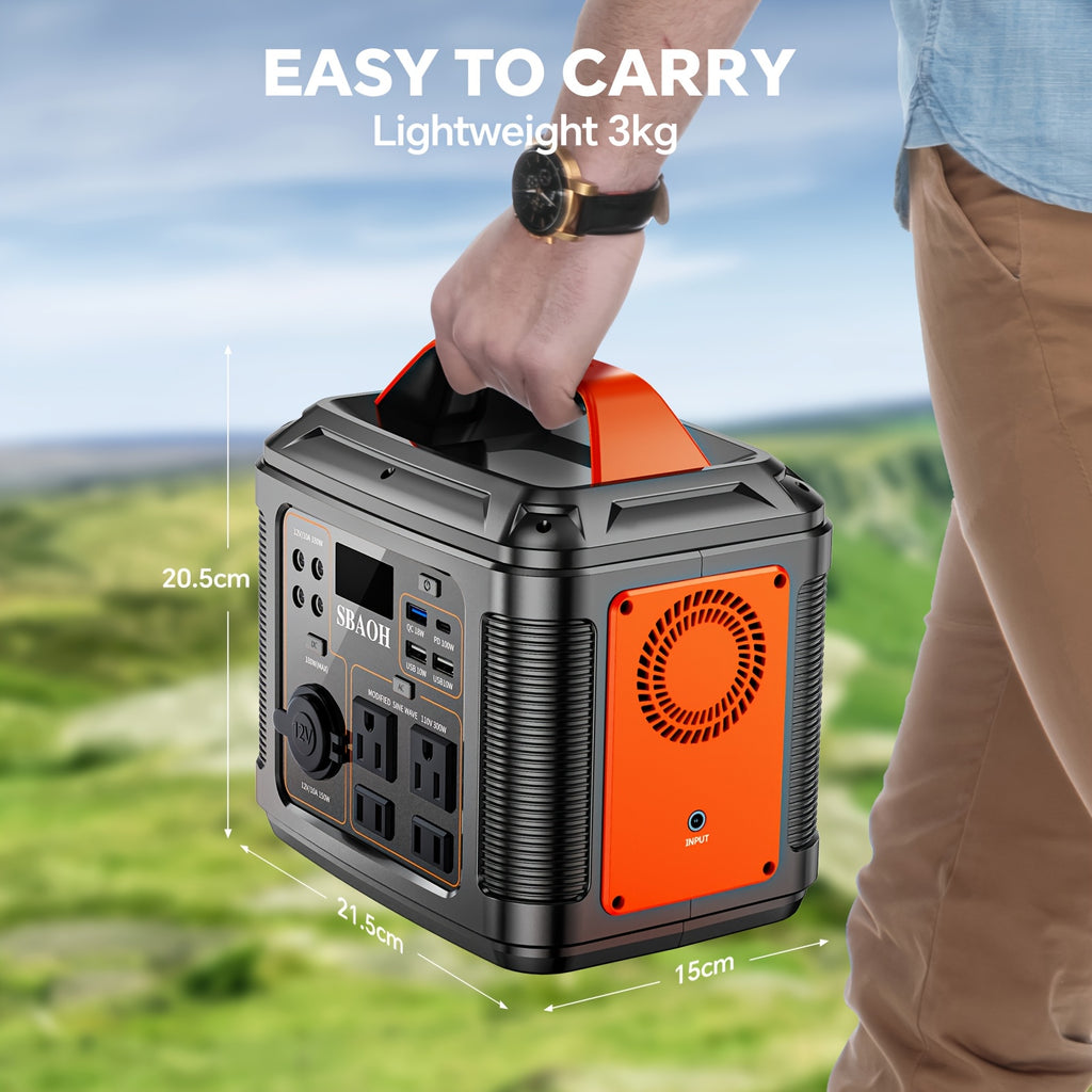 SBAOH 300W Portable Power Station, 296Wh 80000mAh Powerbank with AC & DC Output/Fast Charging/Flashlight/ RV/Emergency Backup/Camping Power Supply, Orange