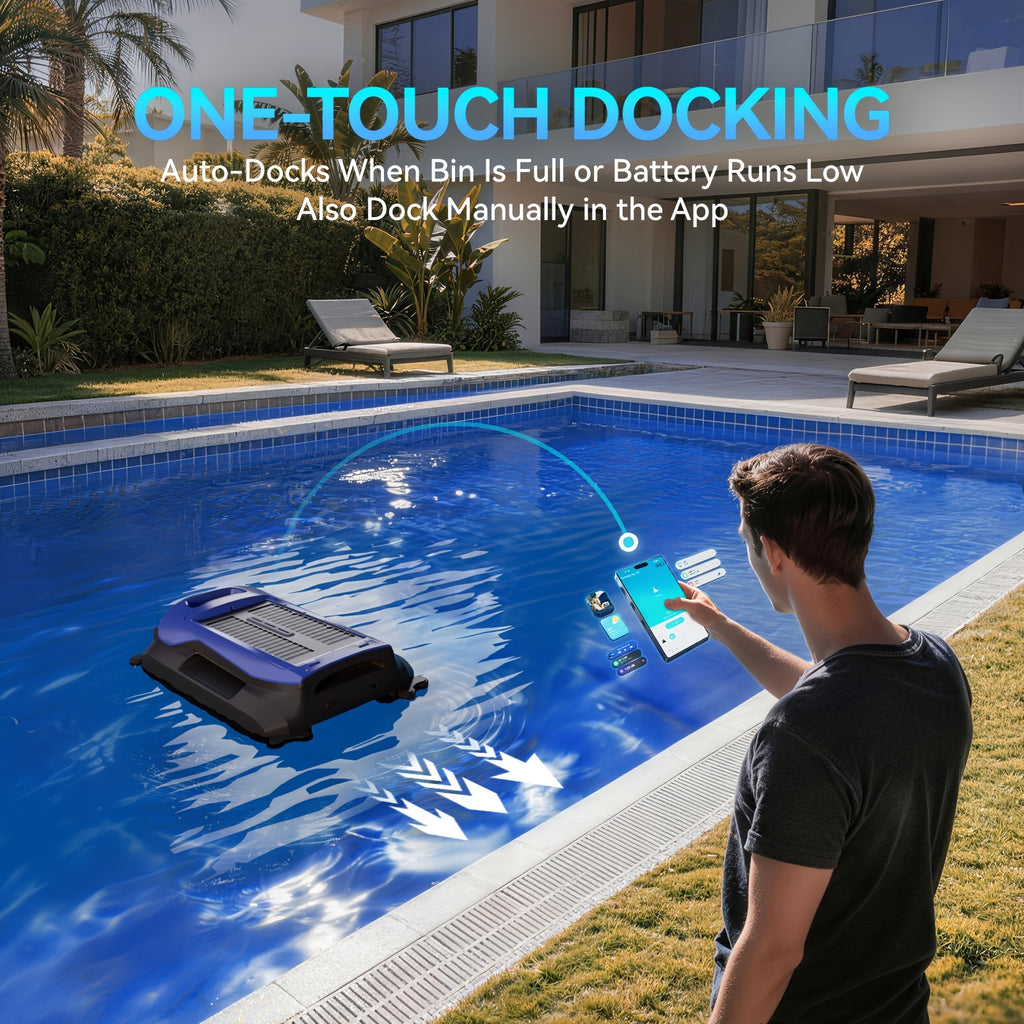 Solar Powered Pool Skimmer Robot 24/7 Continuous Working APP Control Intelligent Obstacle Avoidance Floating Surface Cleaner for Above Ground And Inground Pools