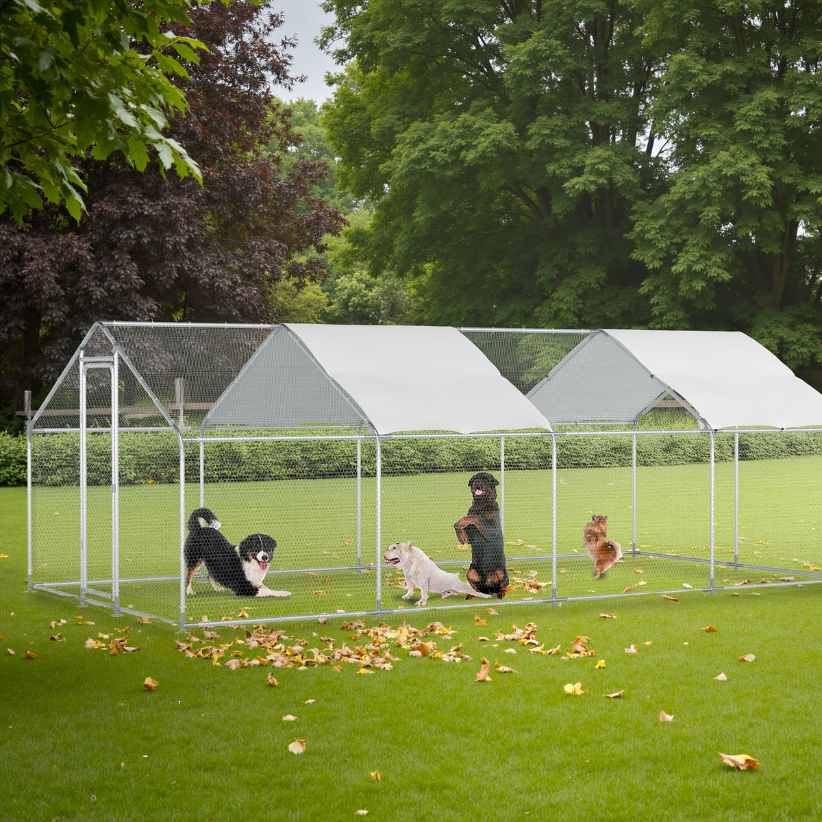 Outdoor Large Dog Kennels Playpen Crate Heavy Duty Pet Cage Enclosure Run for Yard with And UV Protected Top Cover Small Animal Run Cage Walk-In Metal Rabbit Cage Outdoor Backyard Garden
