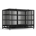48inch Extra Large XXL Heavy-Duty Dog Crate - Double Door, Escape-Proof, Wheels, Removable Tray - Easy Cleaning Design For Large Breeds