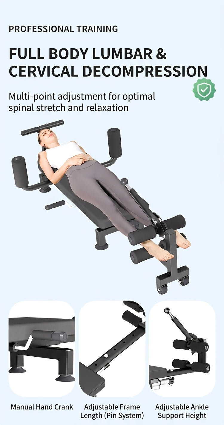 Neck And Back Stretching Table, Multi-Speed Adjustable Cervical And Lumbar Spine Stretching Bench, Portable Home Spinal Extender with Rolling Wheels, Suitable for Home Stretching And Relaxation. Fitness for Adults, Dedicated to Stretching