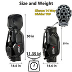 PGM Golf Cart Bag With 14 Way Organizer Divider Top, Premium Cart Bag With Handles And Rain Cover For Men/Blue