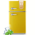 WANAI 3.5 CU.FT. Double Door Fridge with Freezer, Compact Mini Fridge, Featuring Adjustable Glass Shelves - Perfect Choice for Offices, Bedrooms, Dorms, & Apartments!