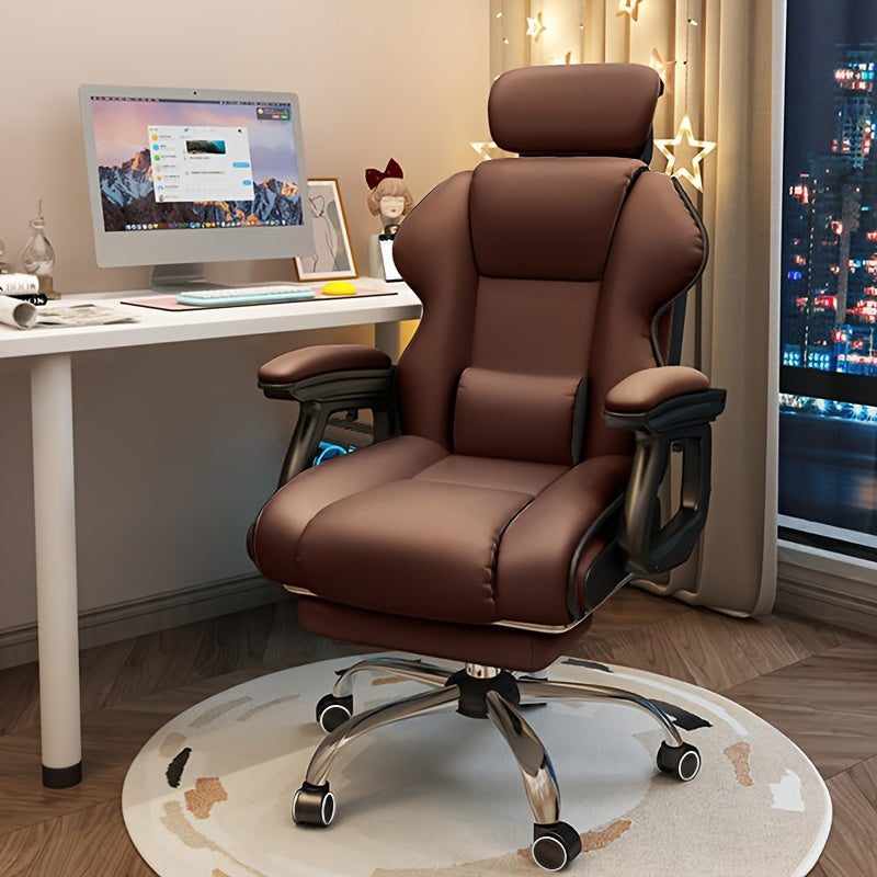 XUEGW High Backrest Chair with Foot Pedals, Home Office Chair, Gaming Chair, Adjustable Height