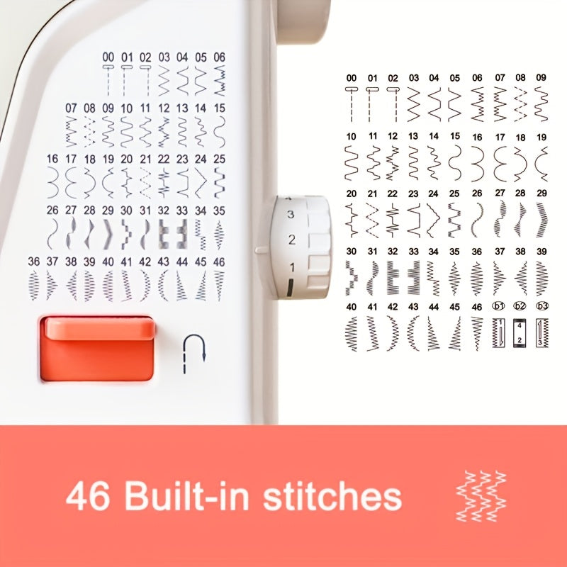 Poolin EOC01-RE Electronic Sewing Machine, Heavy Duty 100 Stitches, 6 Presser Feet, Reverse Stitching Come with Self-Threading And Twin Needles Sewing Supplies Kit Free Service DIY Craft Hobby for Home Business Use Craft Lover Gifts for Wedding