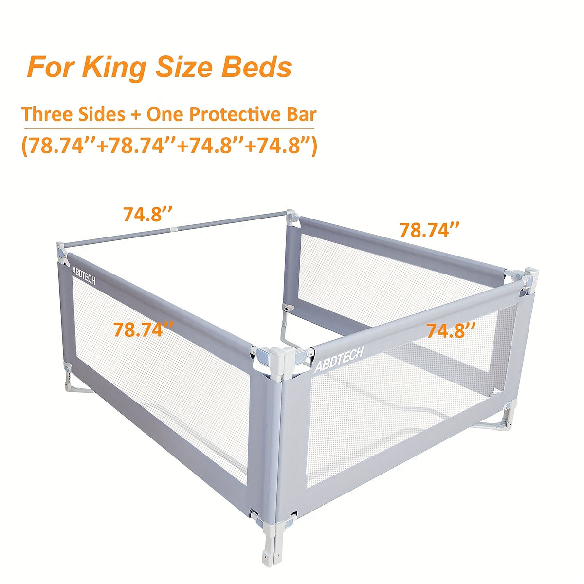 (3 Packs with Bar) Bed Rail Guard for Baby, Safety Bed Rail for Toddlers, Reinforced Large S-Shape, Height Adjustment, Dual Side Lifting, Fit for King Size Bed