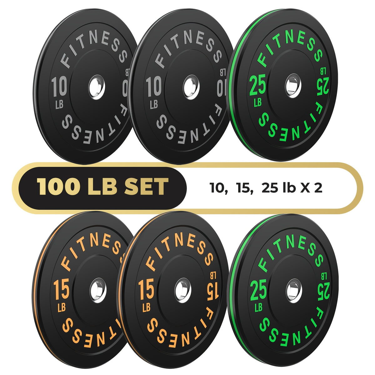 Black Bumper Plates Pro Rubber Weight Plates with Colored Rim, Low Bounce Strength Training Plate for Home & Gym(70-400 Lbs), Barbell Weight Plates for Weight Lifting