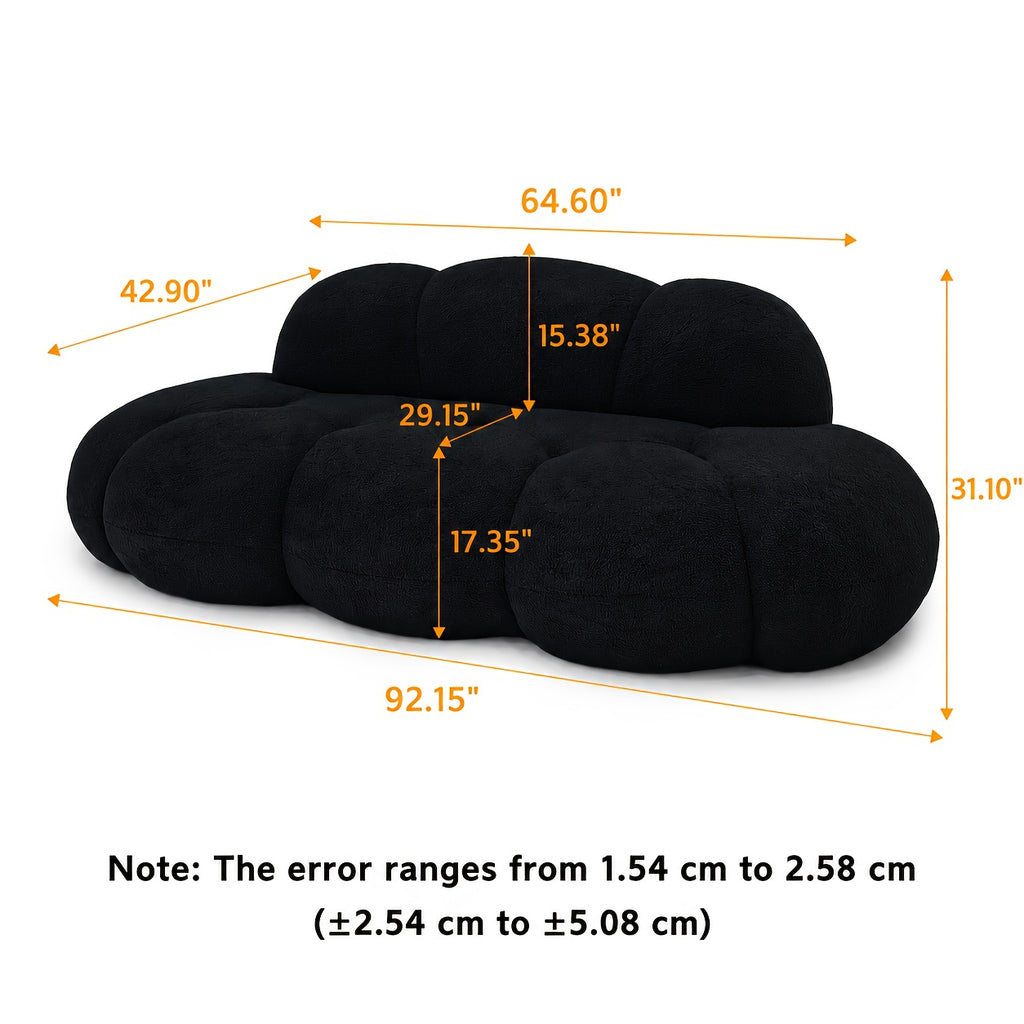 Cloud Shaped Couches for Living Room, Modern Comfy Compressed Sofa, Cloud Shaped Leisure Sofa, Upholstered Couch for Bedroom, Apartment, Small Space (No Installation Required)