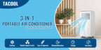 [Up to 8000 BTU Portable AC] Portable Air Conditioner, Air Conditioner with Cooling, Fan, Dehumidifier, Sleep Mode, Cooling Up to 250 Sq.Ft. with 24H Timer/Digital Display/Remote Control & Window Kit, Perfer for Office Bedroom & Apartment