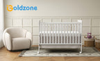 Goldzone 4in 1 Convertible Baby Crib, Wooden Baby Stuffs Converts Into Toddler Bed, Daybed, Newborn Essential with 3 Adjustable Base, Nursery Decor Necessities with Wheel & Non-Toxic Finishes, Item Weight: 36lbs, Maximum Weight Recommendation: 50lbs