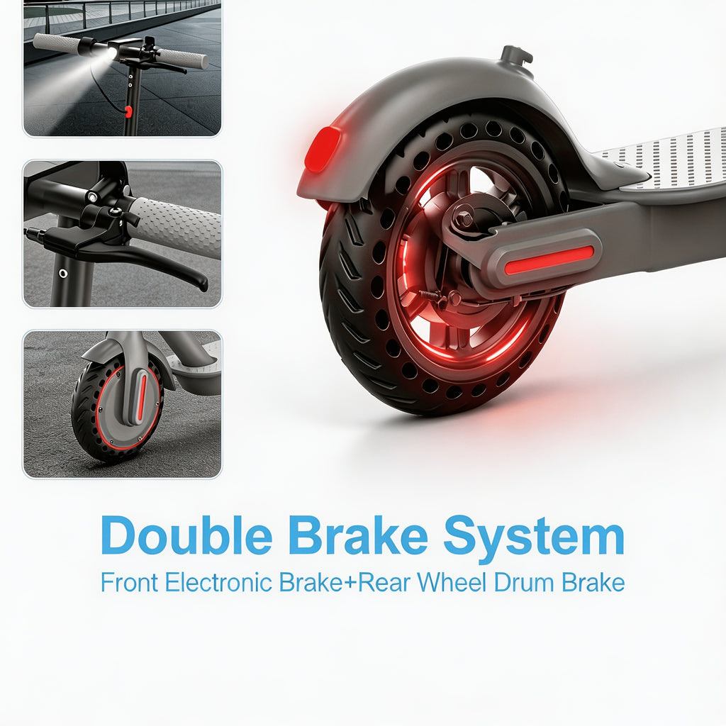 350W Motor Foldable Electric Scooter for Adults, 8.5 Inch Anti-Slip Solid Tyres, 19MPH Max Speed & 3 Speed Modes, New Upgraded Version with Reinforced Brake System, Stable Riding, Durable Aluminum Alloy Body, Ultra Comfortable Commuter E-Scooter