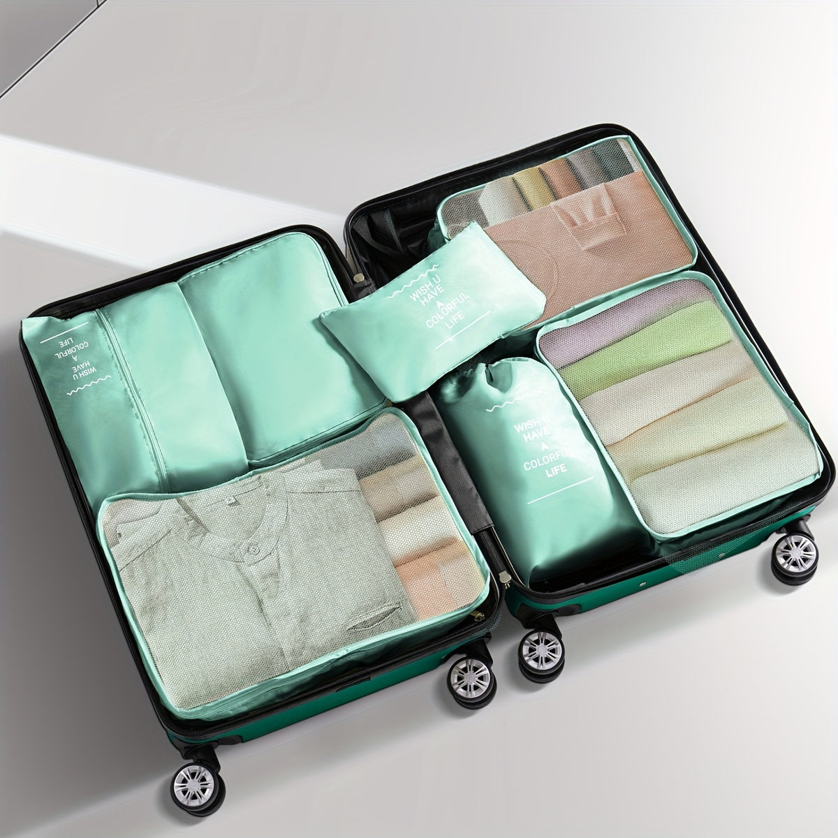 11pcs Luggage Set (4suitcases+7storage Bags) Large Capacity Luggage with Telescopic Handle Thick ABS Durable Hardshell with Dual 360°Swivel Wheels (20+24+28+32) Inch Suitcases