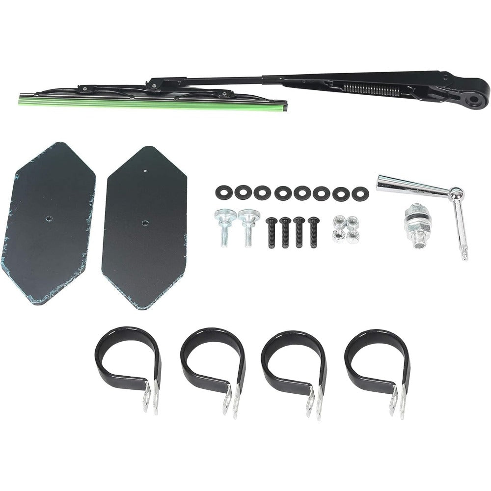 Full Glass Windshield for 2014-2018 Polaris RZR Models with Wiper and Black Aluminum Frame