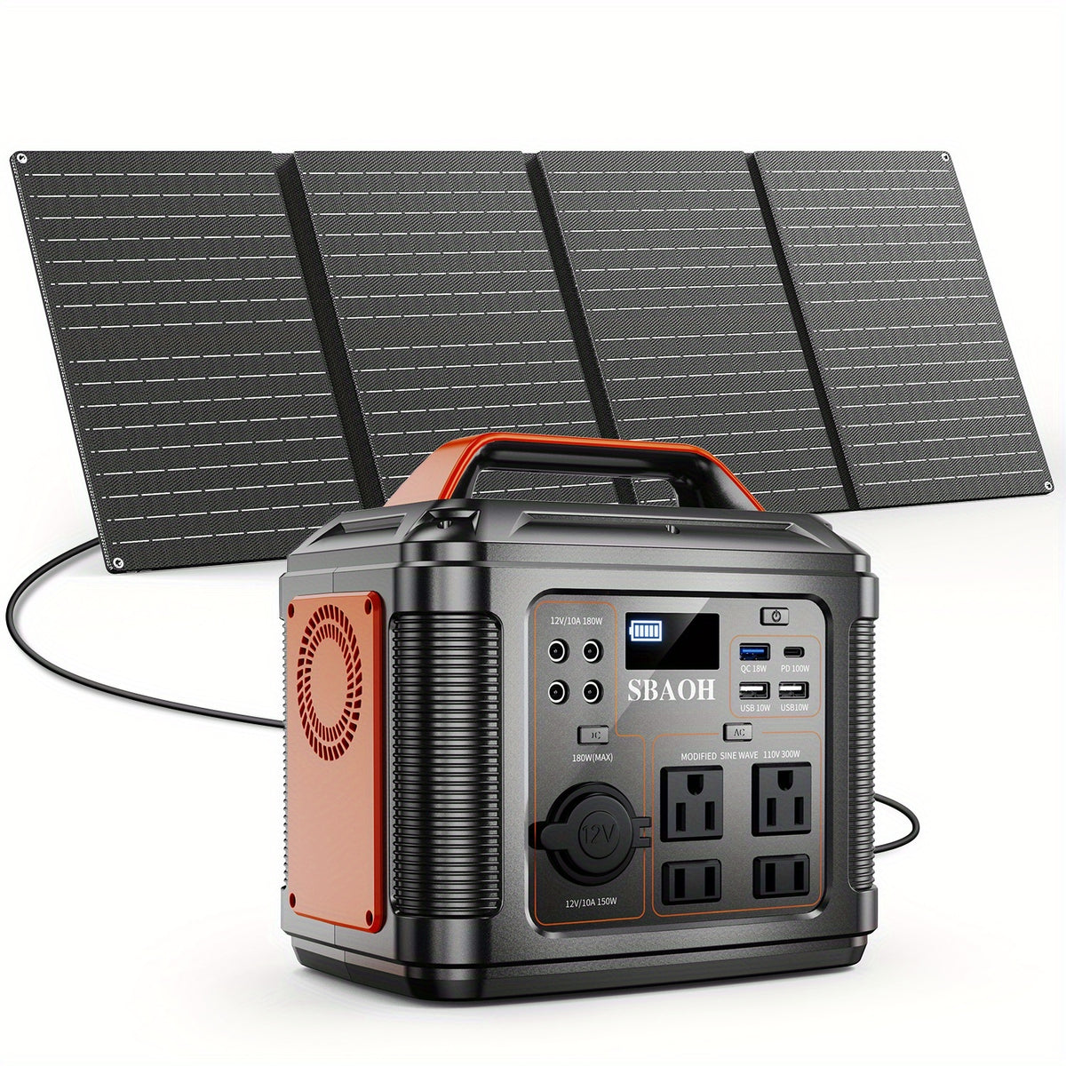 Portable Power Station SBAOH 300W 296Wh Backup with 110V AC Outlets and LED Flashlight for Travel Camping