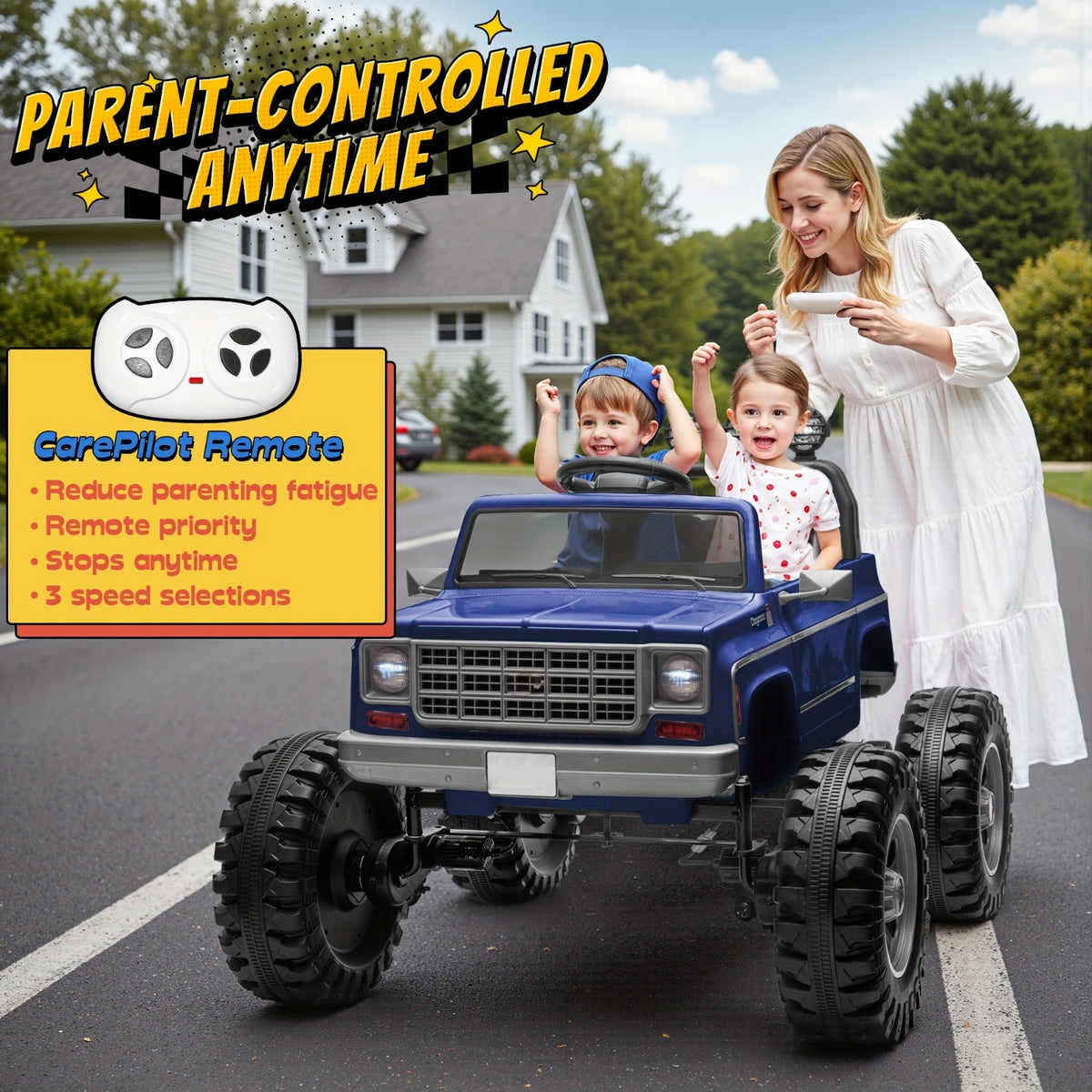 24V Kids Ride-On Electric Car, Dual Mode Powered Car with Remote Control, 3 Speed Settings, Seat Harness Protection, Locking Doors, Outdoor Toy Car, Ride-On for Boys And Girls (/Red//Black) - Ideal Birthday/Christmas/Halloween Gift