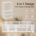 Baby Playpen Baby Fence, 2in 1 Adjustable Shape Baby Playpen, Kids Activity Centre Safety Play Yard Home Indoor Outdoor, Large Space Safe Playpen, Wardrobe Fence Storage Shelf Baby Fence with Safety Gate As Birthday Gift