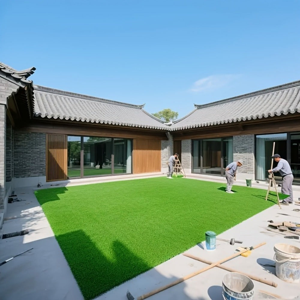 6ft X 22ft/ 6ft X 32ft Artificial Grass Turf, 132/192 Sq Ft Green Synthetic Lawn Roll With 0.7in Pile Height, Fast-Drainage Outdoor Grass For Patio, Balcony, Garden & Pet Area, Installation Tools Included