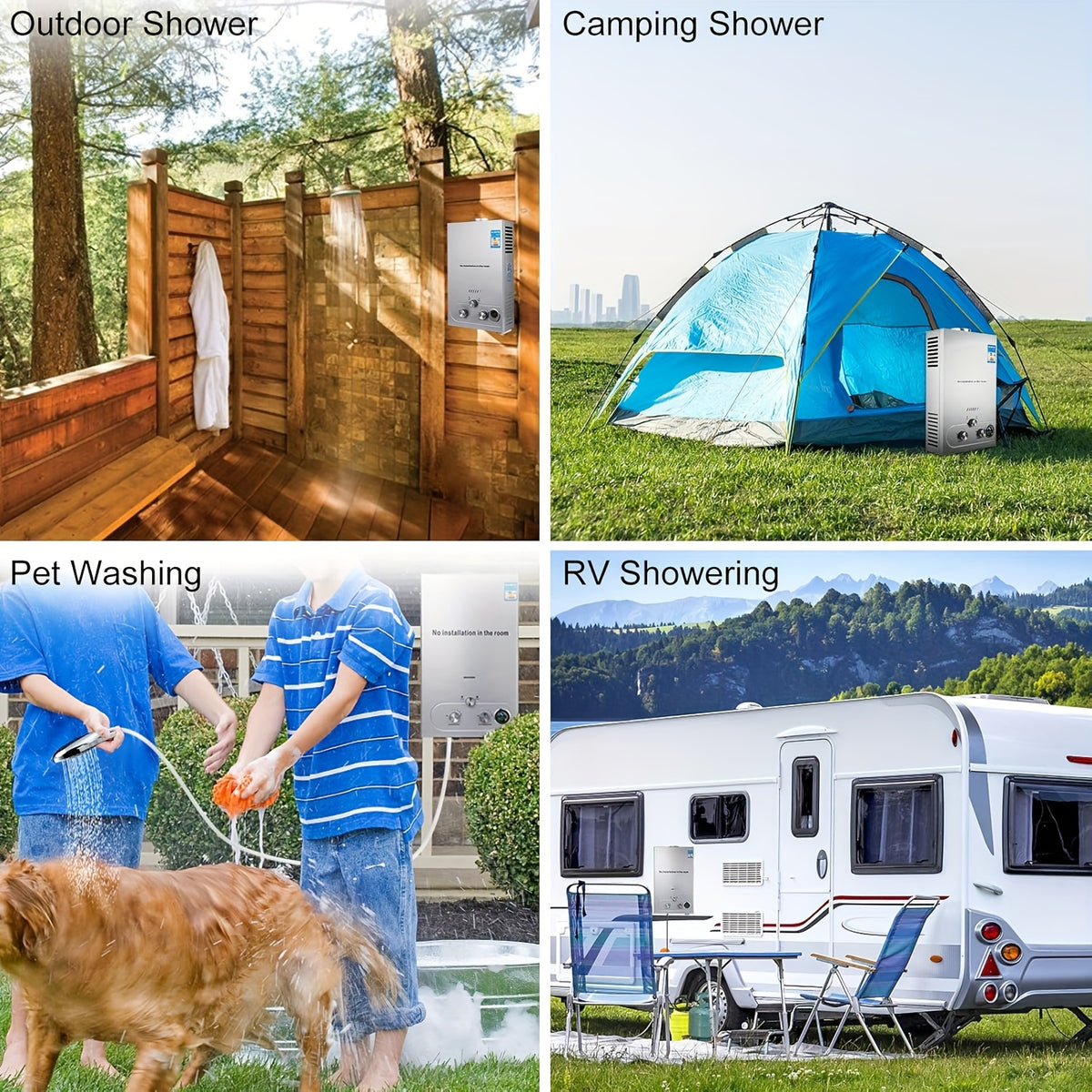 4.76gal Outdoor Portable Tankless Gas Water Heater, for Camping RV Off-Grid Use, Instant Hot Water System And Compact Stainless Steel Design, Easy Installation