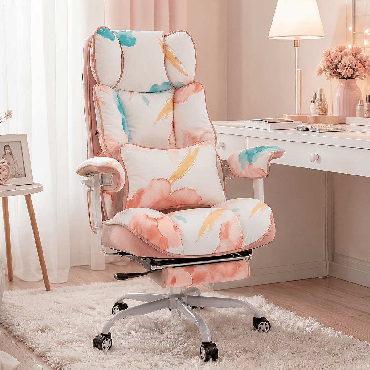 [PU Leather Executive Chair] Efomao Desk Office Chair 400LBS, Big And Tall Office Chair, PU Leather Computer Chair, Executive Office Chair With Leg Rest And Lumbar Support