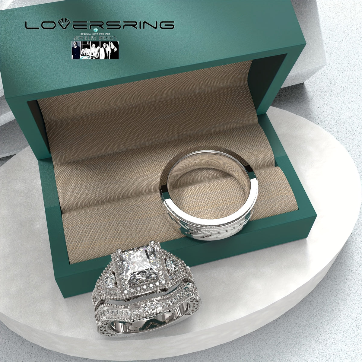 Bridal Sets Wedding Ring Sets His And Hers Promise Ring Couples Bridal Sets Women S925 Sterling Silvery Moissanite for Man Wedding Bands with Couple Ring Box