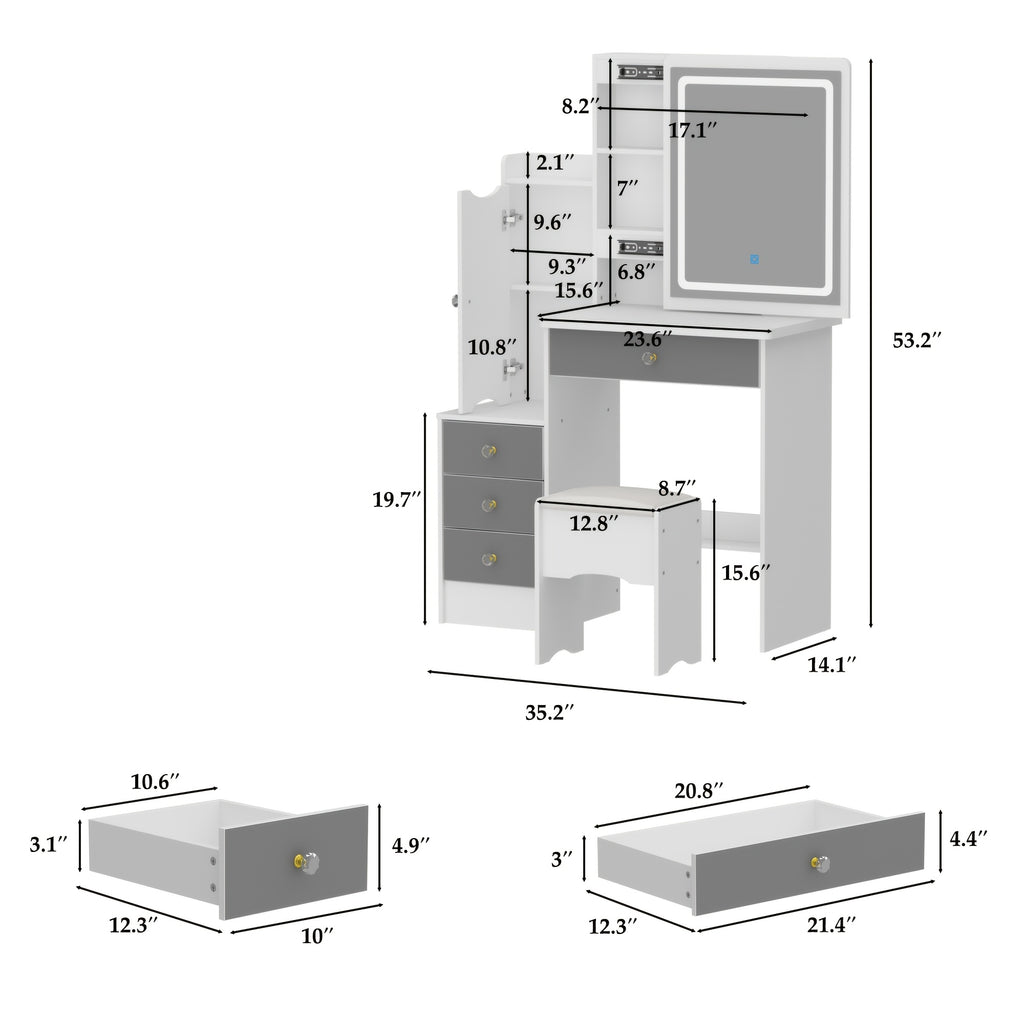 Push-Pull Makeup Table with Light in Bedroom