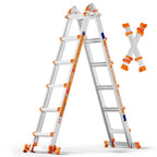 LEVELEVE 6-Step A Frame Step Ladder, Extension Ladder with Two Stabilizer Bars & Wheels, 330 Lbs Security Load Multi-Position Ladder for Stairs Home Indoor Outdoor Roof