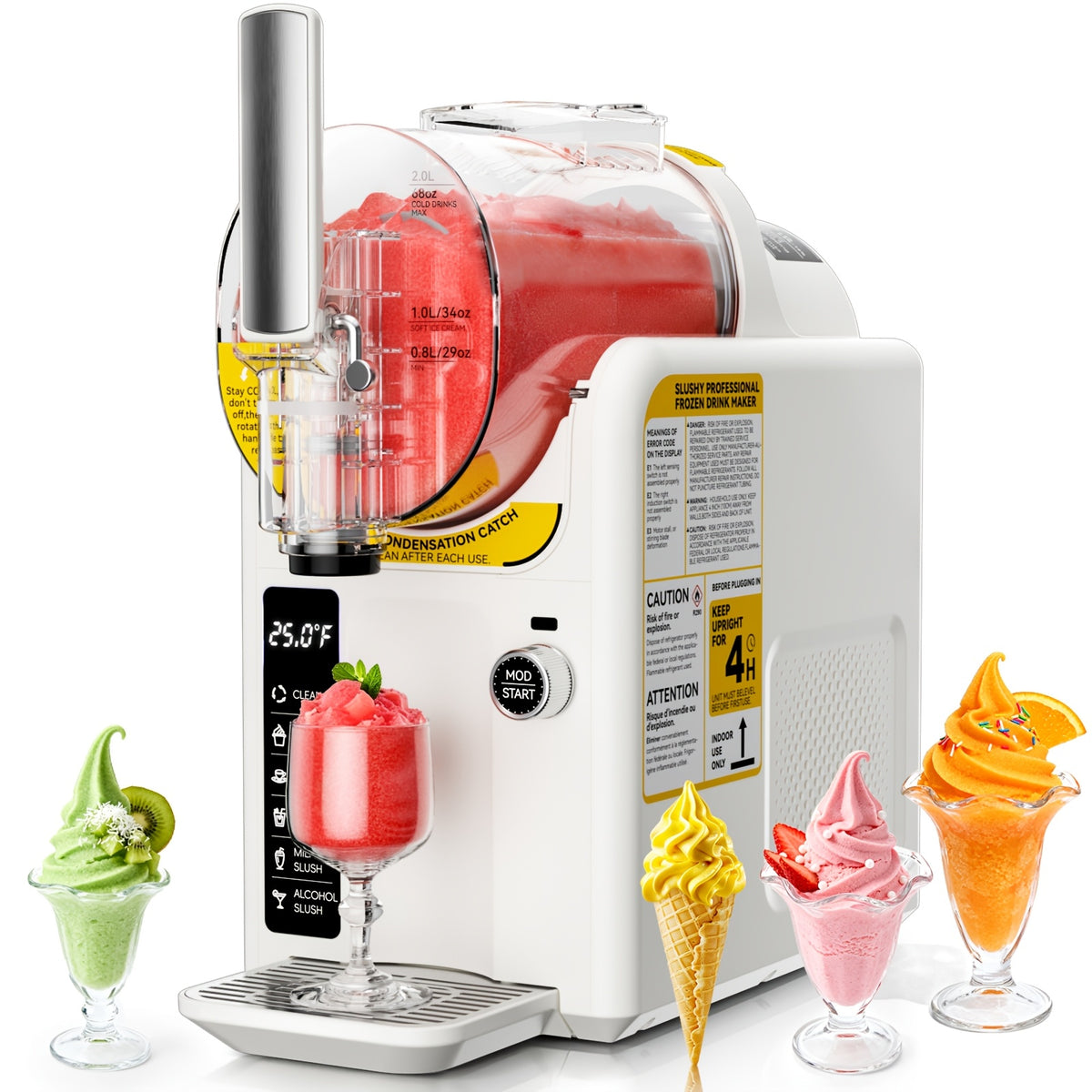 2in 1 Ice Cream Maker Slushie Machine for Home - 88oz Slushy Machine Maker No Ice Needed Self Cleaning, Frozen Drink Machine, 5 Preset for Soft Ice Cream, Slushies, Margarita, Frappes, Milkshakes