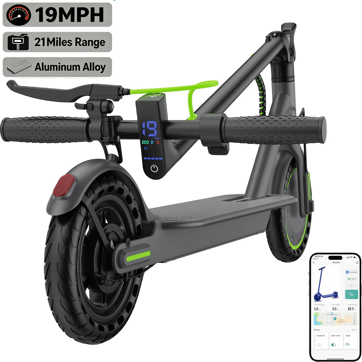 10.5AH 36V Battery 350W Foldable Electric Scooter For Adults With 8.5" Anti-skid Solid Tyres, 19MPH High Speed &3 Speed Modes, Update Model Steps Up With Enhanced Braking For Superior Quality And Comfort-Pick The Model That Fits Your Needs