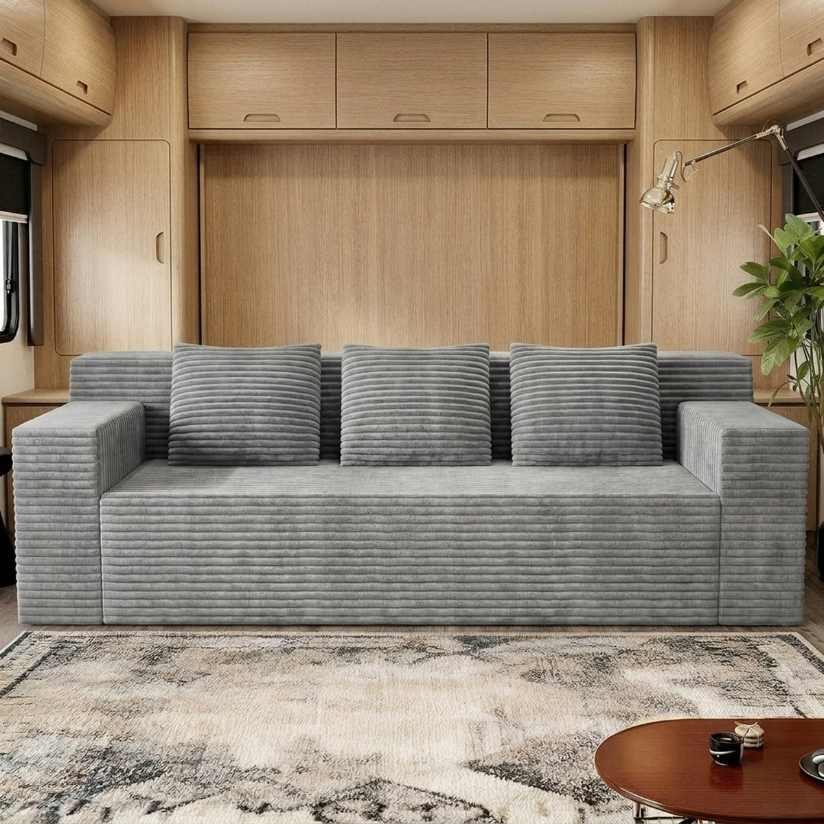 RV Corduroy Sofa in 42-Inch or 70.8-Inch Sizes, No-Assembly Plush Deep-Seat Couch for Camper or Home