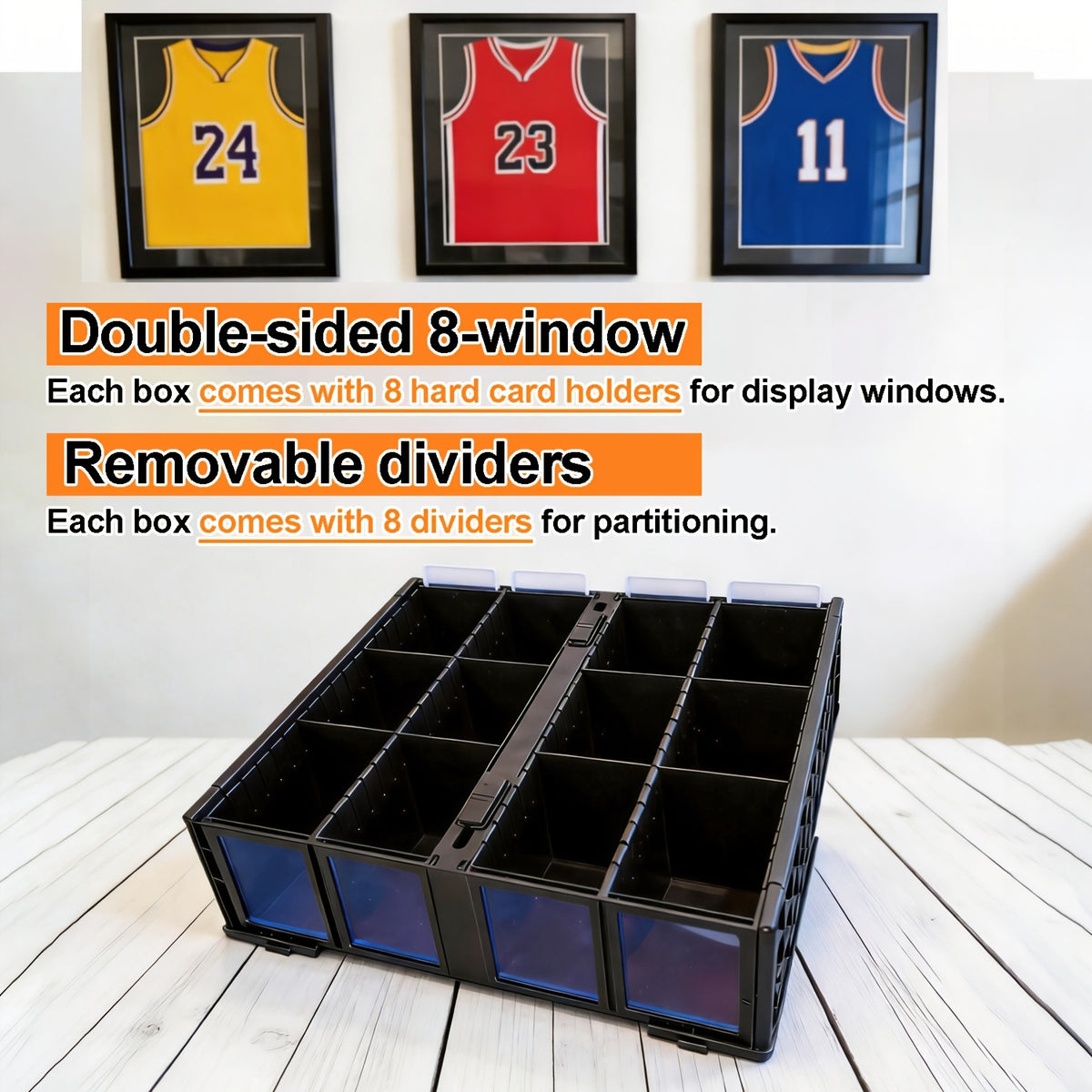 Collectible Card Box (4pcs, Black) Holds 3200 Cards Each Includes 8 Dividers And 8 Top Hard Sleeves Per Card Storage Box for PTCG & Sports Cards
