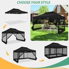 Hoteel 10x15 Heavy Duty Pop Up Canopy Tent with 4 Sidewalls, Commercial Gazebo Party Tent with Mosquito Netting Wall Easy Up Outdoor Instant Screen Tent for Backyard, Beach, Patio, Garden