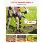 VEVOR Electric Post Hole Digger 1500W Powerful Motor with 5.71 in Auger Bit