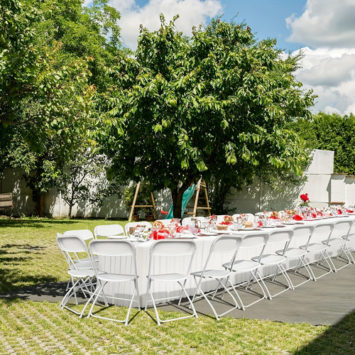 10-Pack White Plastic Folding Chairs, Steel Frame 500LB High Capacity Event Chair Commercial Chairs, Lightweight Portable Plastic Chair for Parties And Weddings, Stackable Commercial Event Seats