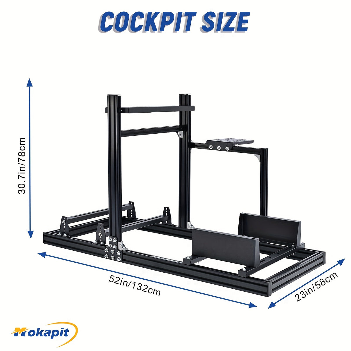 Mokapit More Sturdy Aluminum Alloy Racing Simulator Cockpit Fits for Logitech/ Thrustmaster/ Fanatec/ Moza G29 G920 G923 T300RS Gaming Steering Wheel Stand Excludes Shift Levers Steering Wheels Pedals